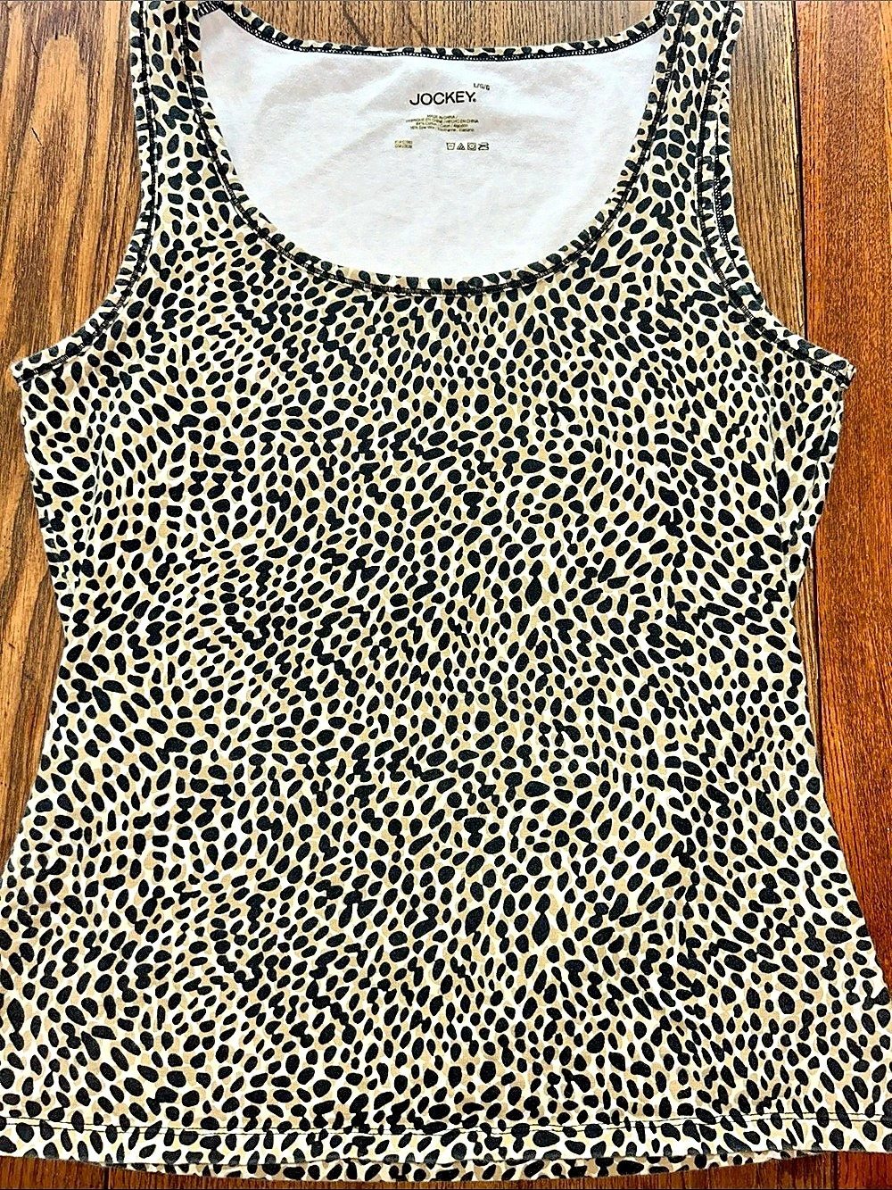 Jockey Animal Print Tank Top in Tan & Black Large Like New